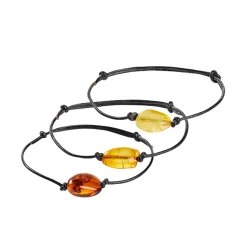 Waschbär Bernstein-Lederarmband, 3er Set New