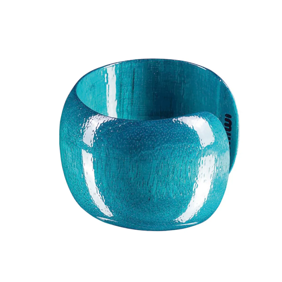 Waschbär Breiter Armreif aus Mangoholz, Himmelblau. Best