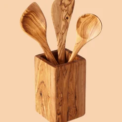 Waschbär 3er-Kochset aus Olivenholz plus Köcher. Hot