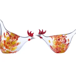 Waschbär 2er-Set Glashühner, rot. Sale