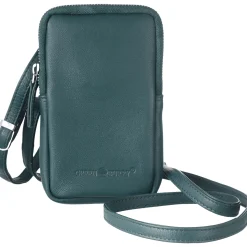 Waschbär Handytasche aus Nappaleder, flaschengrün. New