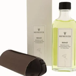 Waschbär Holzpflegeset mit Mohnöl und Schleifleinen.