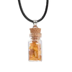 Waschbär Kette »Fläschchen mit Bernstein«. Discount