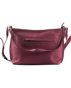 Waschbär Lederhandtasche, brombeerrot. Discount