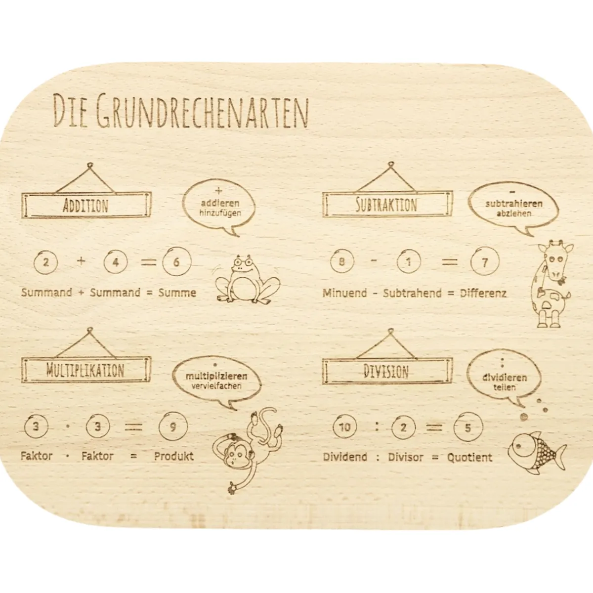 Waschbär Lernbrettchen »Die Grundrechenarten«, Buchenholz. Best