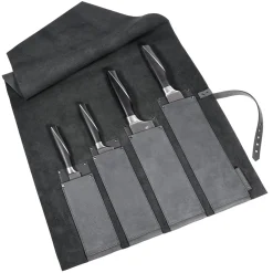 Waschbär Messertasche aus Rindleder, grau. New