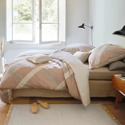 Waschbär Satin-Bettwäsche-Set, gestreift. Discount