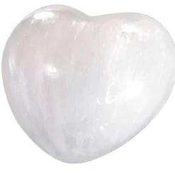 Waschbär Selenit-Handschmeichler »Herz«.