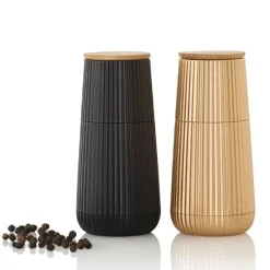 Waschbär Set Pfeffer- und Salzmühle, schwarz-gold.